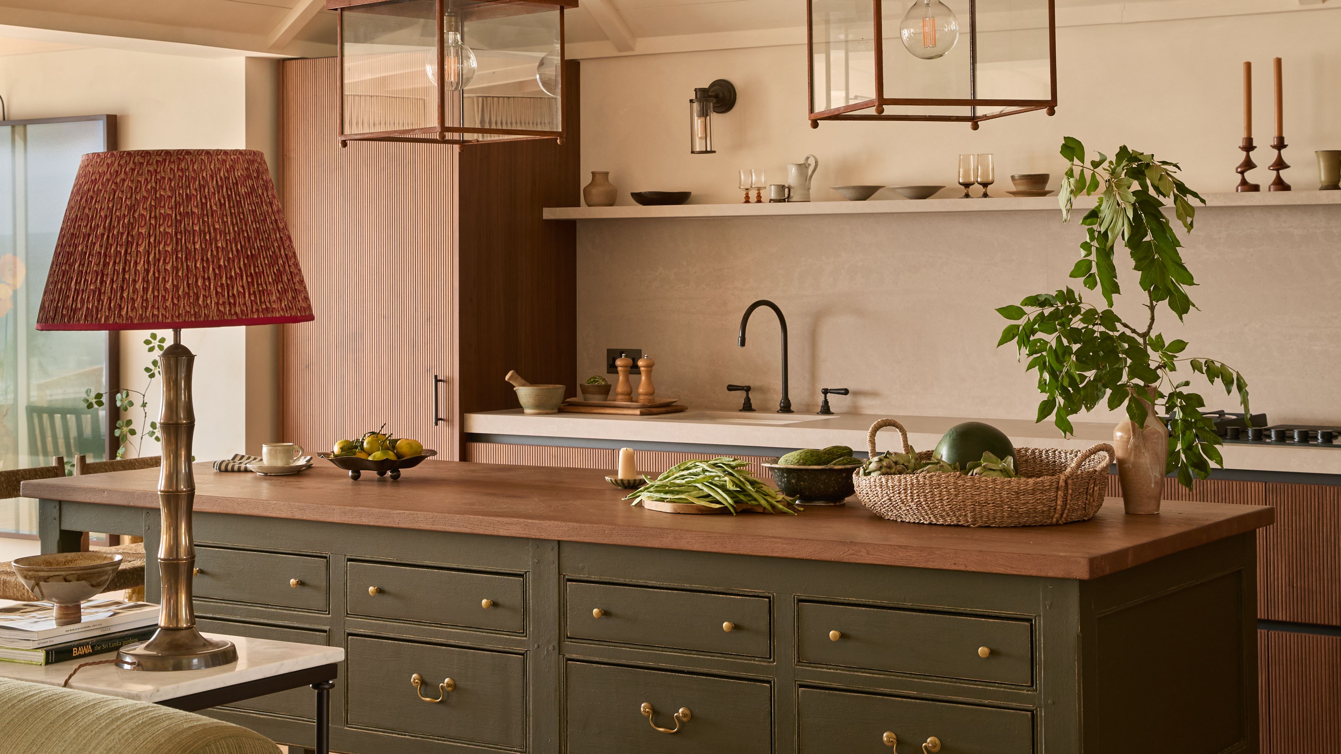 Calm, restrained kitchen with natural materials